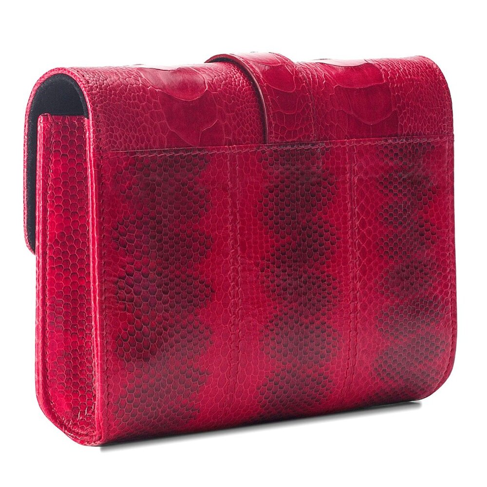 Snakeskin and Ostrich Crossbody Bag - Red - Picture 3 of 6